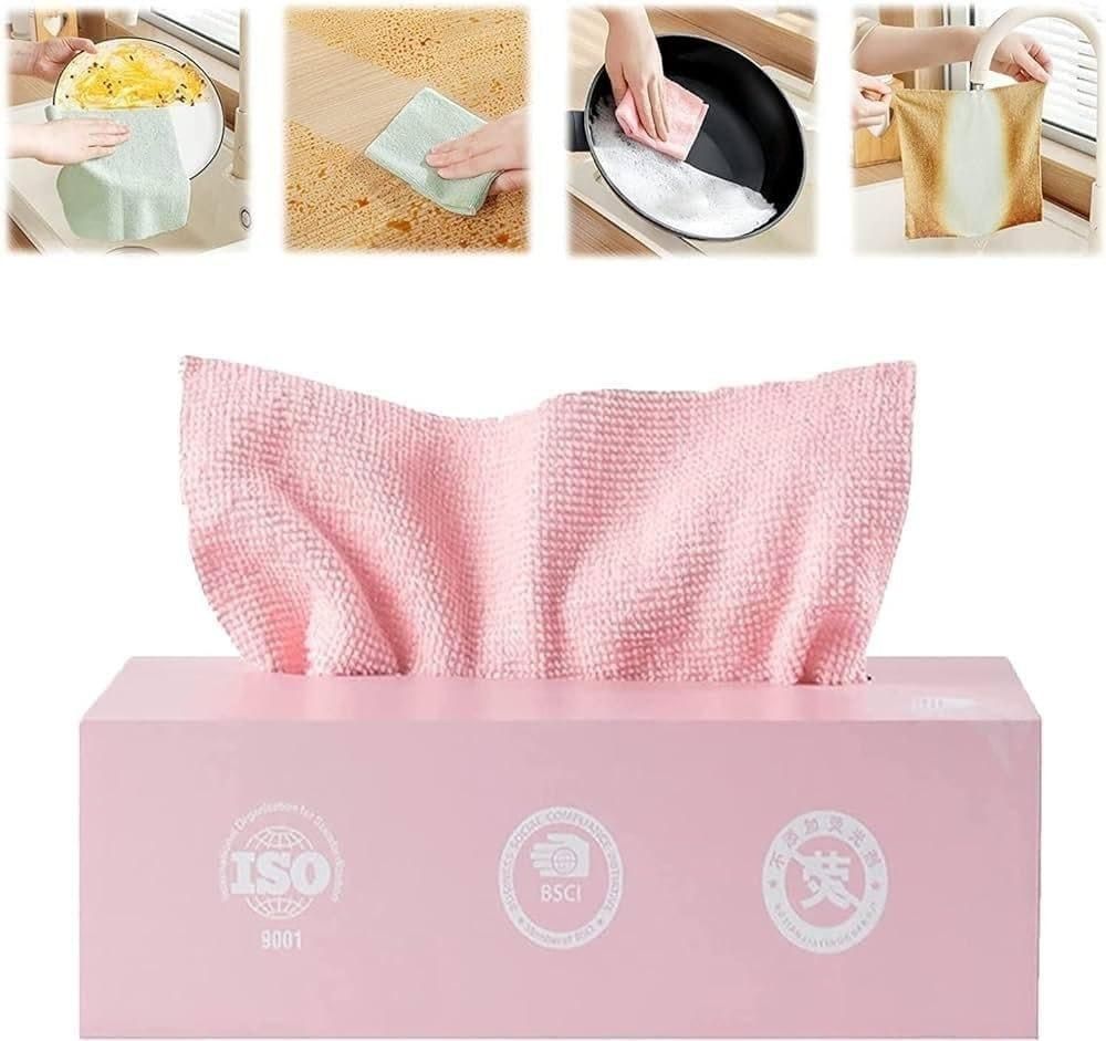 ✨ 20 - PC Microfiber Cleaning Cloth Set with Dispenser Box — Reusable, Ultra - Soft & Streak - Free - Gadget Villa