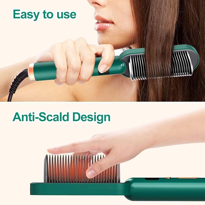 💁‍♀️ 3 - in - 1 Ceramic Hair Straightener & Curler Brush | Get Salon - Like Shine, Smoothness & Style at Home! ✨🔥 - Gadget Villa
