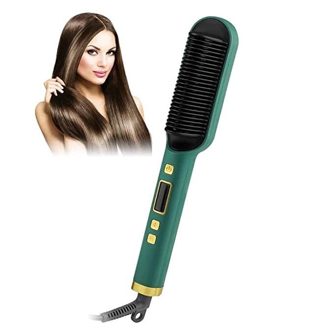💁‍♀️ 3 - in - 1 Ceramic Hair Straightener & Curler Brush | Get Salon - Like Shine, Smoothness & Style at Home! ✨🔥 - Gadget Villa
