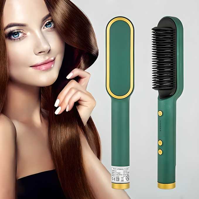 💁‍♀️ 3 - in - 1 Ceramic Hair Straightener & Curler Brush | Get Salon - Like Shine, Smoothness & Style at Home! ✨🔥 - Gadget Villa