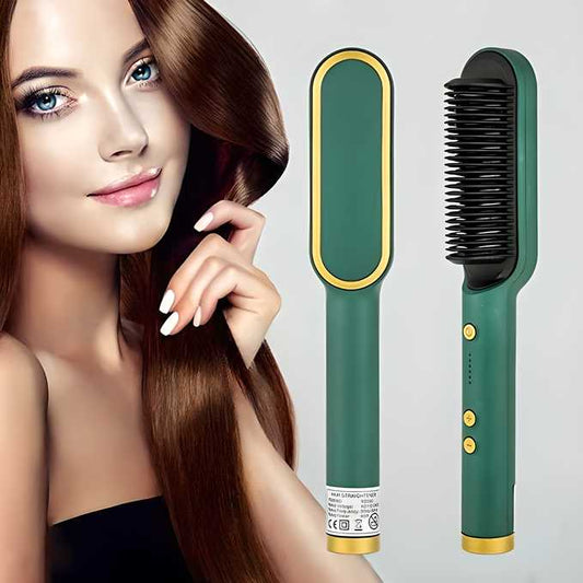 💁‍♀️ 3 - in - 1 Ceramic Hair Straightener & Curler Brush | Get Salon - Like Shine, Smoothness & Style at Home! ✨🔥 - Gadget Villa