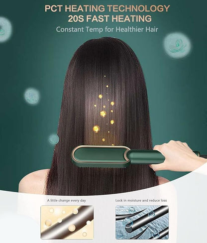 💁‍♀️ 3 - in - 1 Ceramic Hair Straightener & Curler Brush | Get Salon - Like Shine, Smoothness & Style at Home! ✨🔥 - Gadget Villa