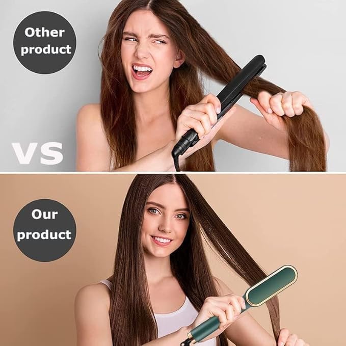 💁‍♀️ 3 - in - 1 Ceramic Hair Straightener & Curler Brush | Get Salon - Like Shine, Smoothness & Style at Home! ✨🔥 - Gadget Villa