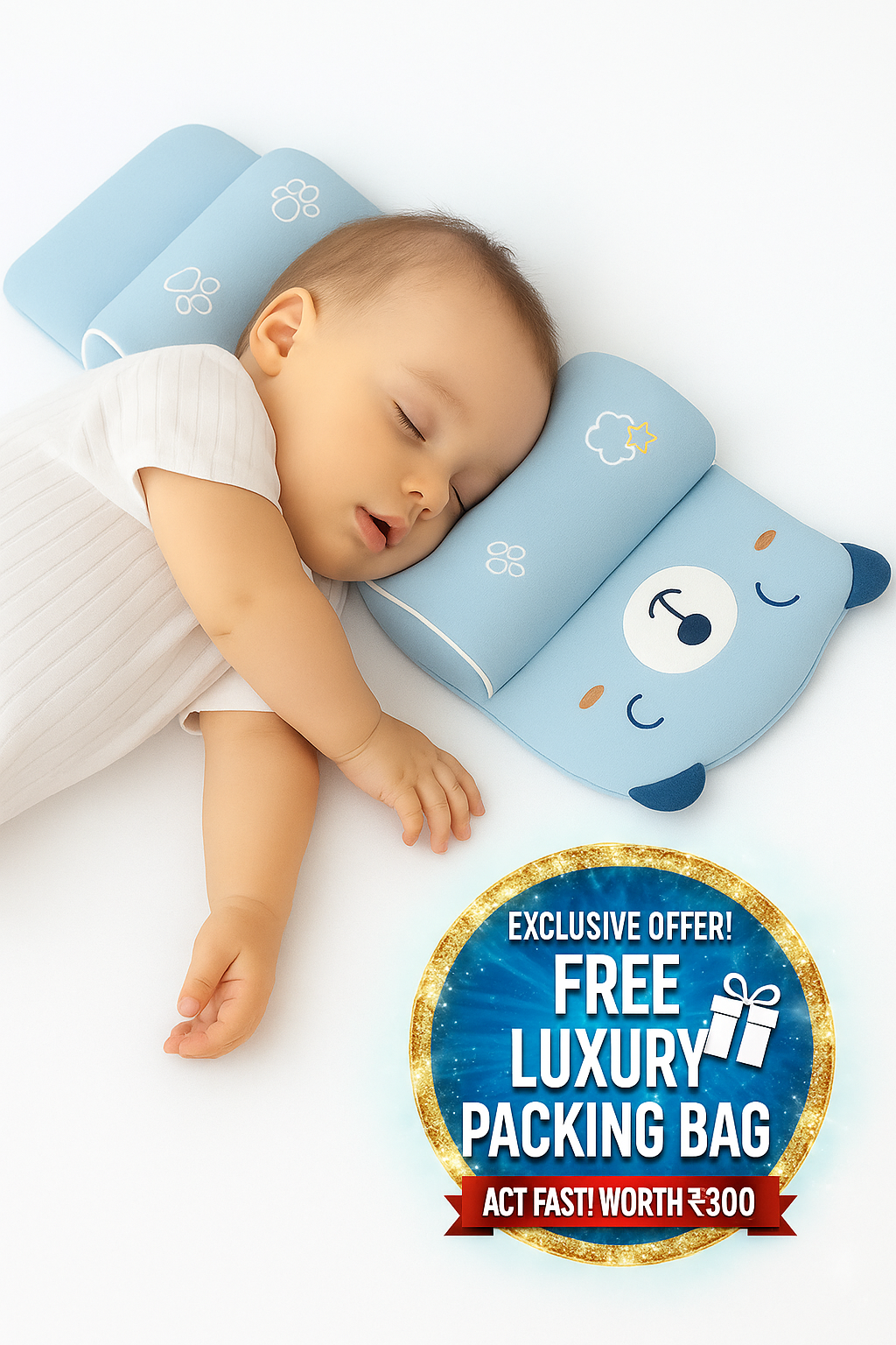 Premium Baby Head Shaping Pillow 👶✨ | Ultra Soft Comfort & Safe Support