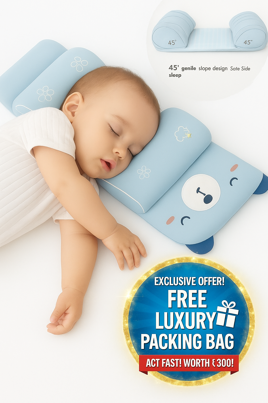 Premium Baby Head Shaping Pillow 👶✨ | Ultra Soft Comfort & Safe Support
