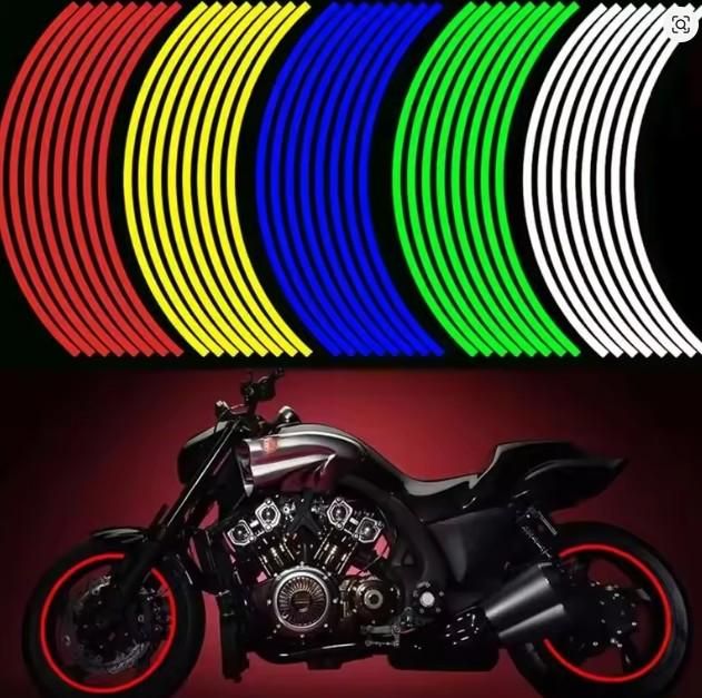 Car Bike Tyre & Body Reflective Stickers (18 stripes of Yellow Colour) - Gadget Villa